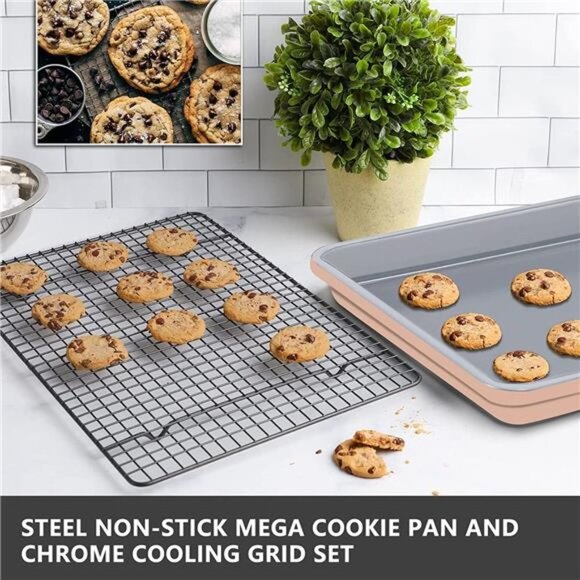 Baking Sheet with Rack Set (2 Pans + 2 Racks) (Apricot & Grey) - Picture 5 of 7